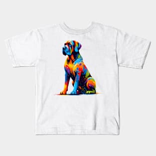 Vibrant Broholmer Dog in Colorful Splash Art Style Kids T-Shirt